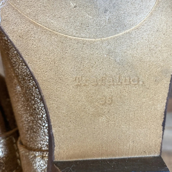 Zara Trafaluc Ankle Boots Womens‎ Size 36 US 5.5 Brown Gold Pointed Western Pull - Picture 14 of 14